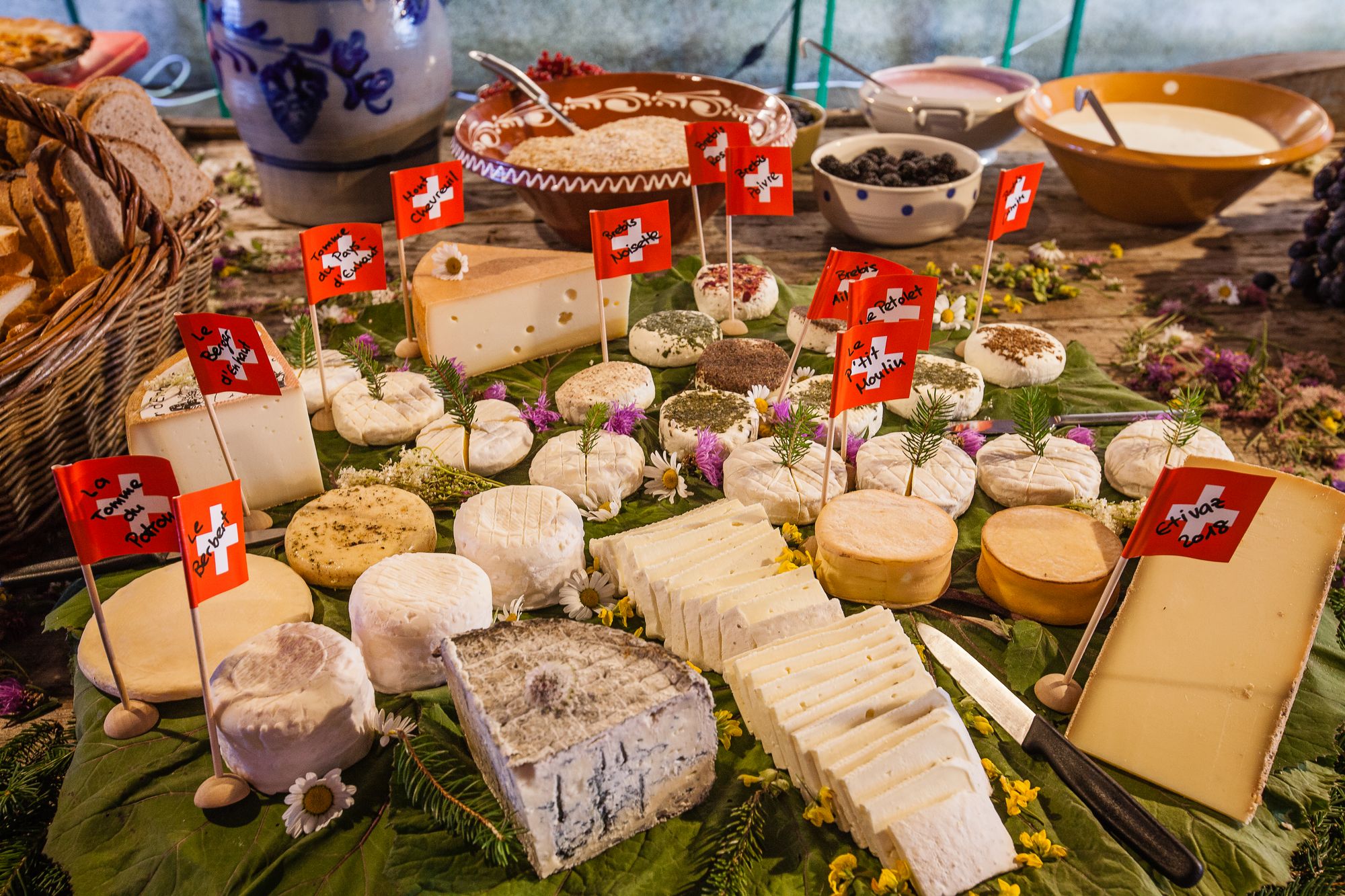 Plateau de fromages suisses lors du brunch 1er Août 2019