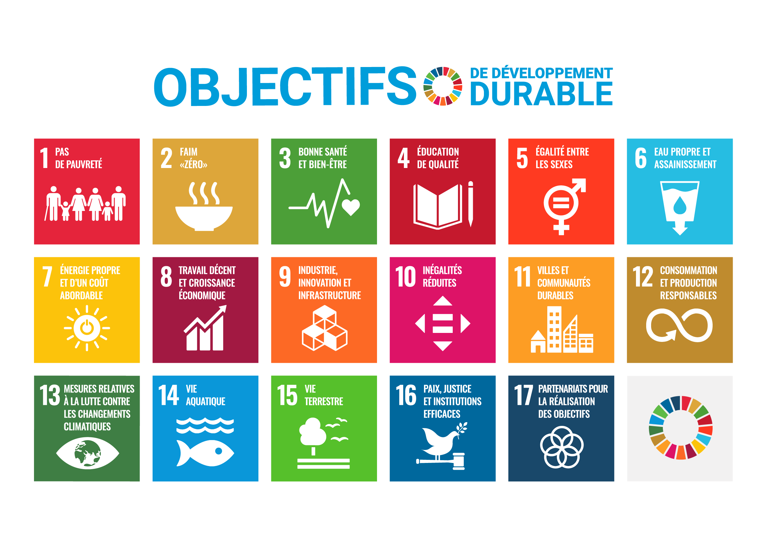 17 Objectifs de Développement Durable ONU