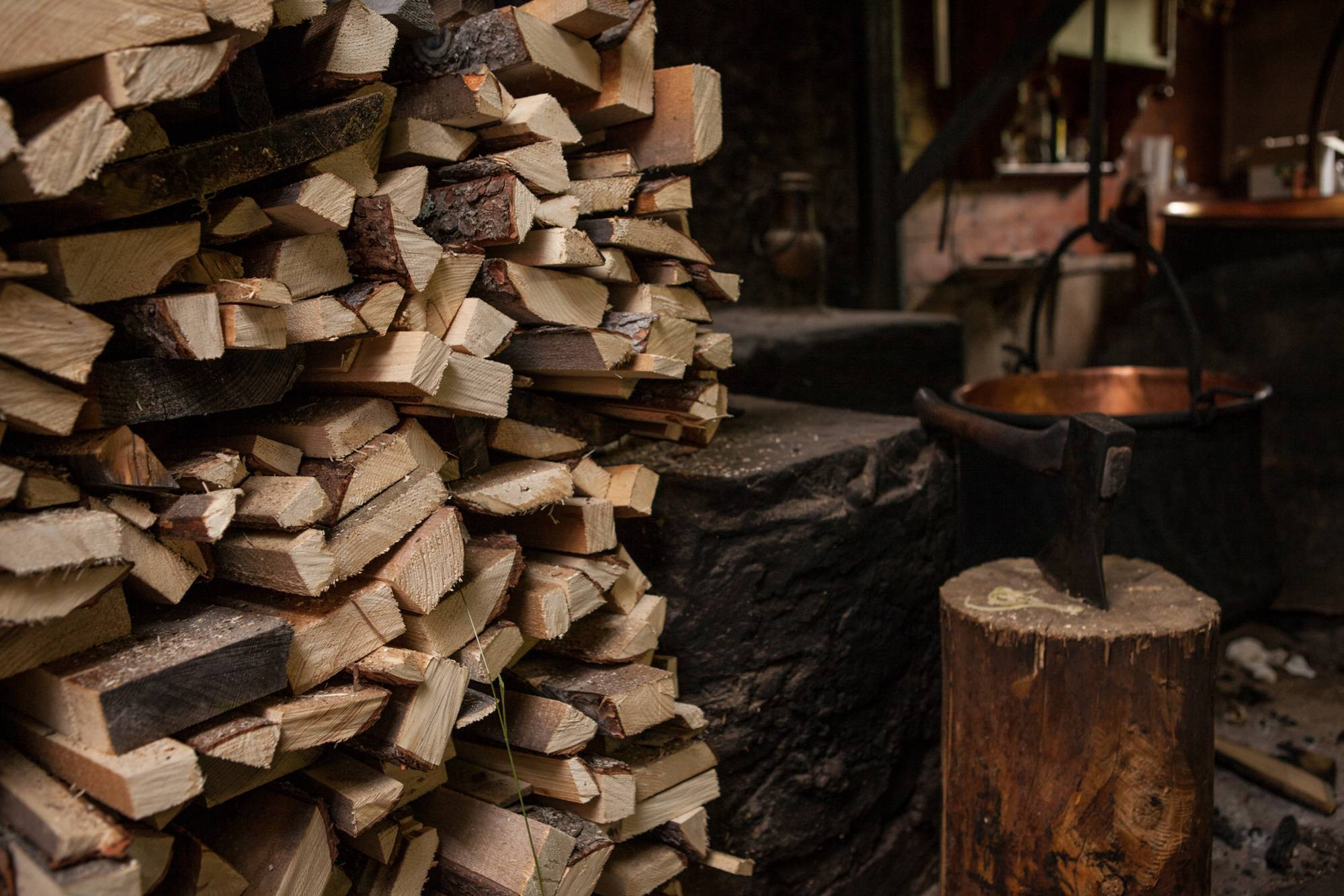 blocs de bois coupés